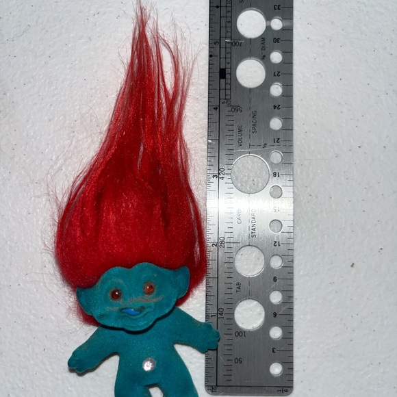 DAM Troll VTG Blue Pink Felt with Gem in the Belly YY14813 - Picture 2 of 4